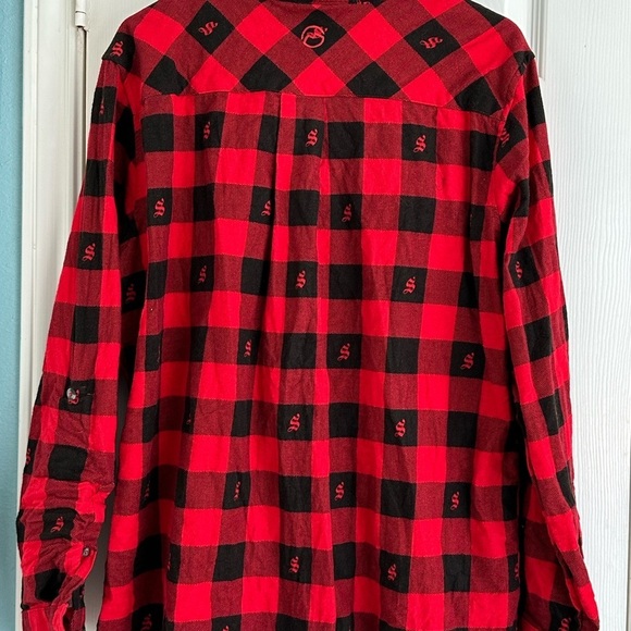 Magellan Shiner Bock Shirt Mens XXL Red Flannel Plaid Shiner Texas Long Sleeve - Picture 5 of 5